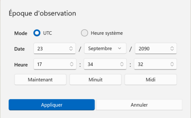 Logiciel Heclium - Boîte de dialogue Époque d'observation - Cliquez pour agrandir